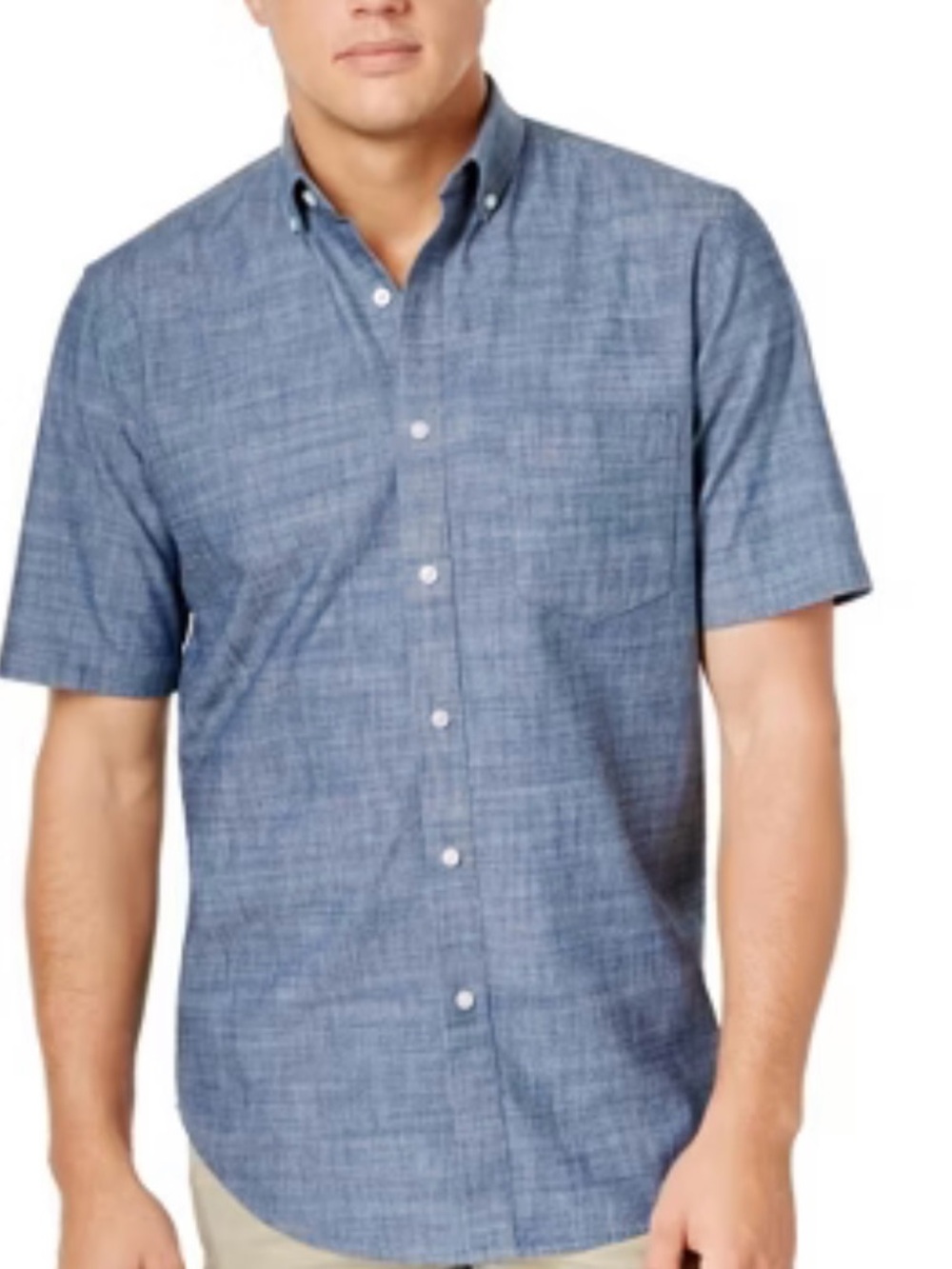 Weatherproof Men’s Chambray Button-Down Shirt in Blue